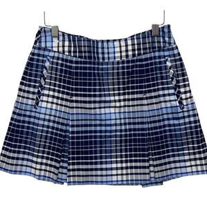 Liz Golf Skort front pockets and one back pocket side zip blue plaid Size 4